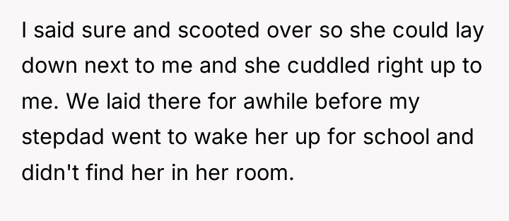 I said sure and scooted over so she could lay...