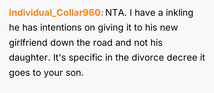 Individual_Collar960 NTA. I have a inkling he has intentions on...