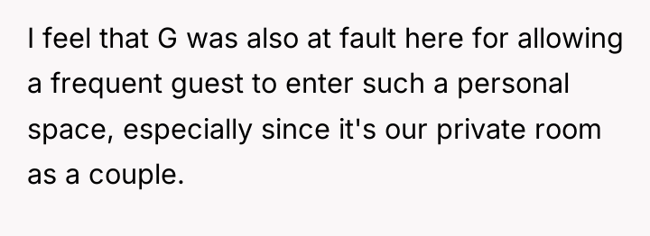 I feel that G was also at fault here for...