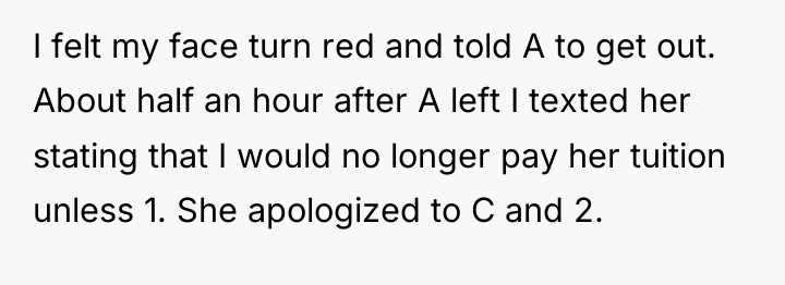 I felt my face turn red and told A to...