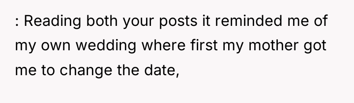 : Reading both your posts it reminded me of my...