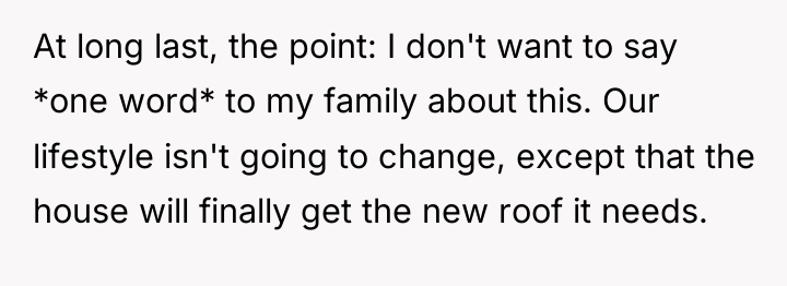 At long last, the point: I don't want to say...