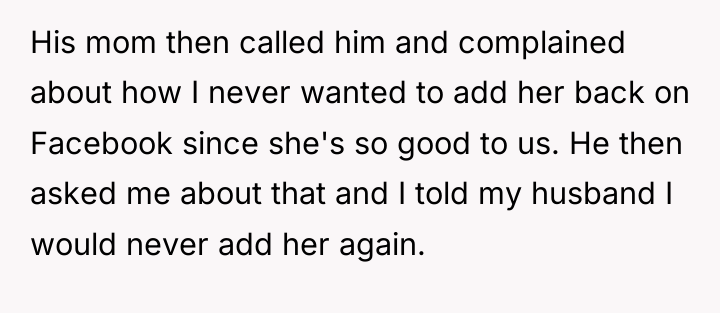 His mom then called him and complained about how I...