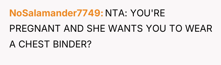 NoSalamander7749 NTA: YOU'RE PREGNANT AND SHE WANTS YOU TO WEAR...