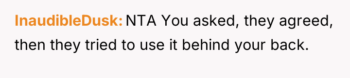 InaudibleDusk NTA You asked, they agreed, then they tried to...