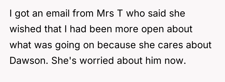 I got an email from Mrs T who said she...