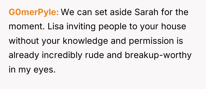 G0merPyle We can set aside Sarah for the moment. Lisa...