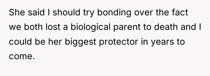 She said I should try bonding over the fact we...