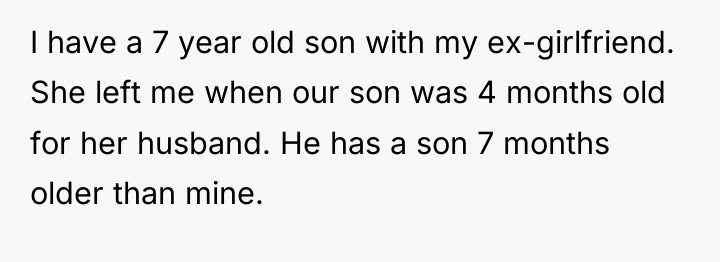 I have a 7 year old son with my ex-girlfriend....