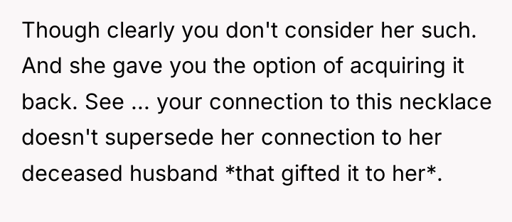 Though clearly you don't consider her such. And she gave...