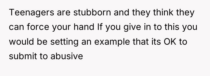 Teenagers are stubborn and they think they can force your...