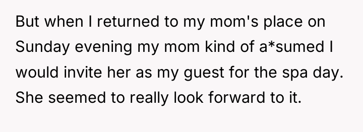 But when I returned to my mom's place on Sunday...