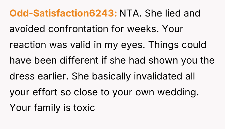 Odd-Satisfaction6243 NTA. She lied and avoided confrontation for weeks. Your...