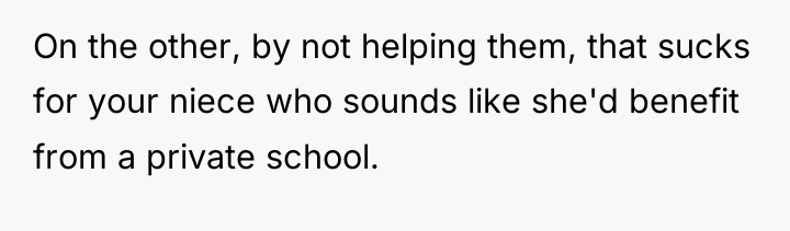 On the other, by not helping them, that sucks for...