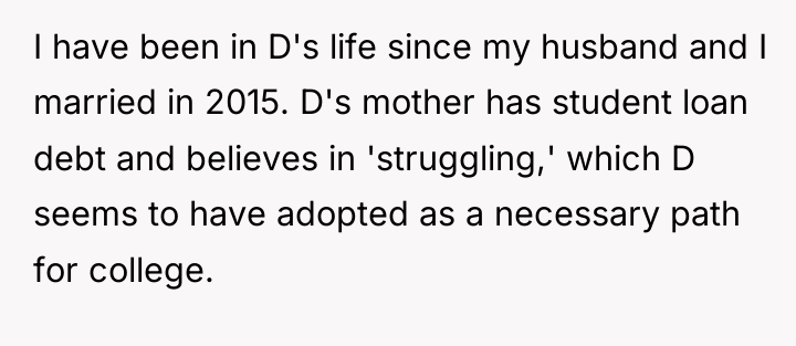 I have been in D's life since my husband and...