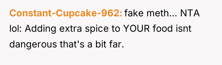 Constant-Cupcake-962 fake meth... NTA lol: Adding extra spice to YOUR...