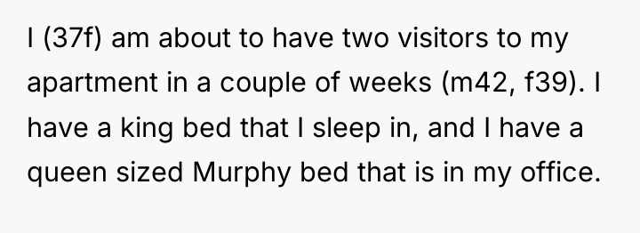 I (37f) am about to have two visitors to my...