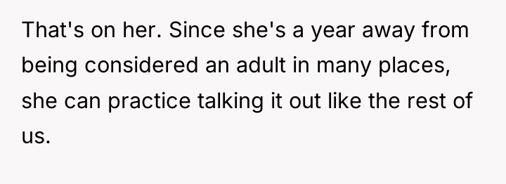That's on her. Since she's a year away from being...