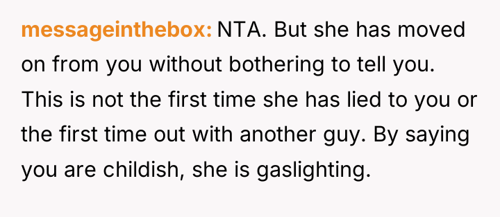 messageinthebox NTA. But she has moved on from you without...