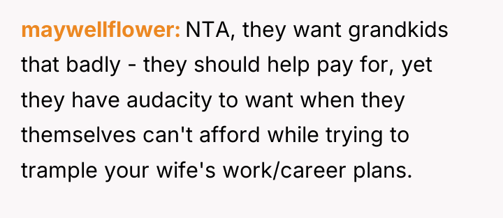 maywellflower NTA, they want grandkids that badly - they should...