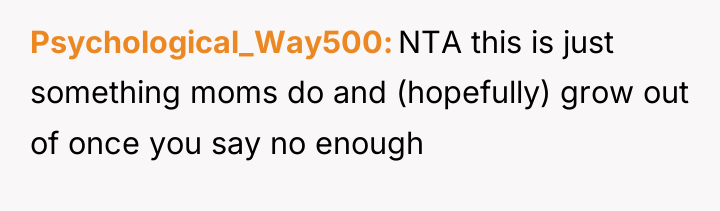Psychological_Way500 NTA this is just something moms do and (hopefully)...