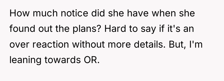 How much notice did she have when she found out...