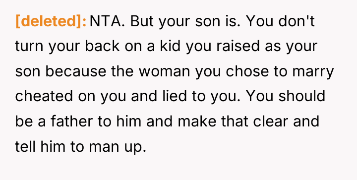 [deleted] NTA. But your son is. You don't turn your...