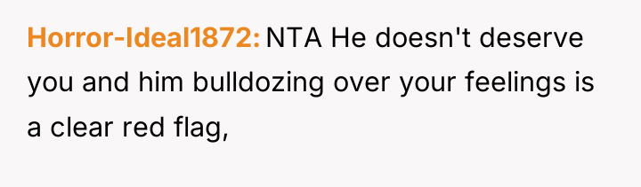 Horror-Ideal1872 NTA He doesn't deserve you and him bulldozing over...