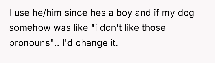 I use he/him since hes a boy and if my...