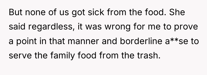 But none of us got sick from the food. She...