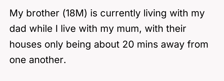 My brother (18M) is currently living with my dad while...