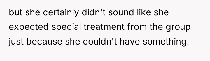 but she certainly didn't sound like she expected special treatment...