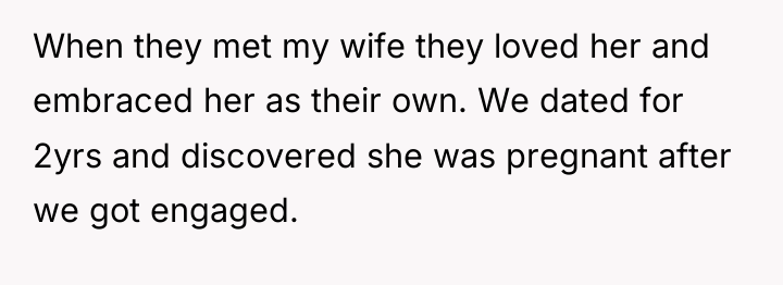 When they met my wife they loved her and embraced...