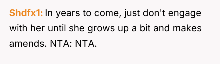 Shdfx1 In years to come, just don't engage with her...