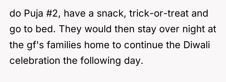 do Puja #2, have a snack, trick-or-treat and go to...