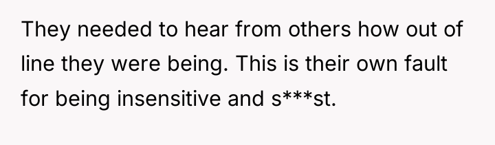 They needed to hear from others how out of line...