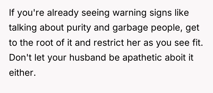 If you're already seeing warning signs like talking about purity...