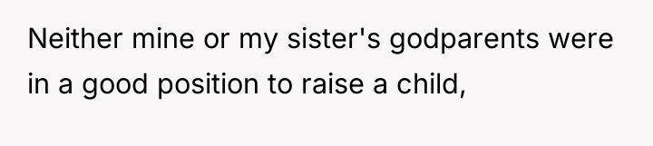 Neither mine or my sister's godparents were in a good...