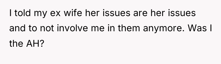 I told my ex wife her issues are her issues...
