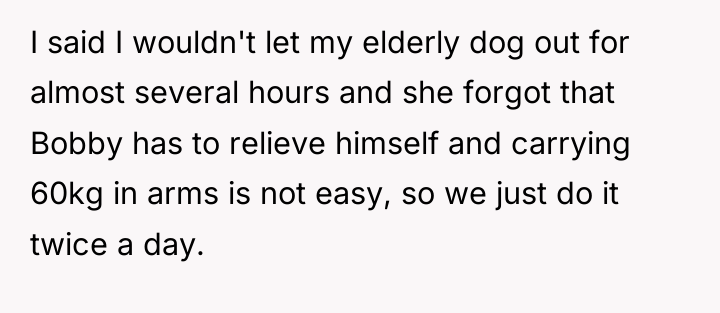 I said I wouldn't let my elderly dog out for...