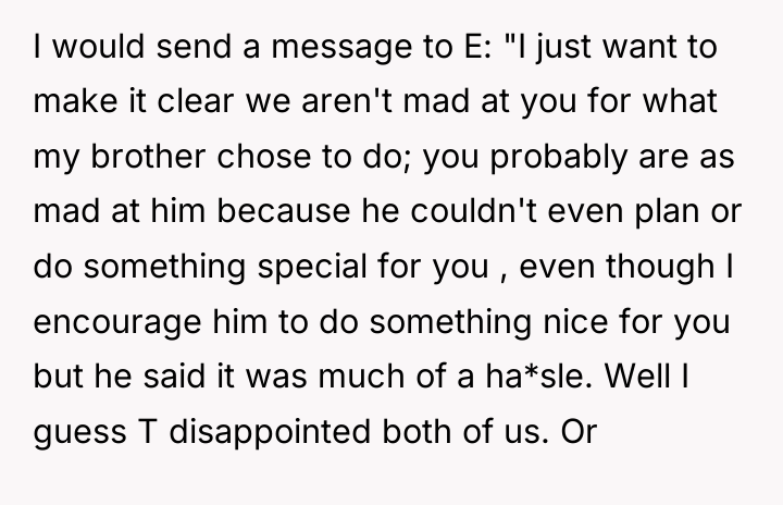 I would send a message to E: "I just want...