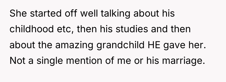 She started off well talking about his childhood etc, then...