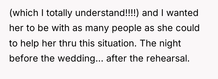 (which I totally understand!!!!) and I wanted her to be...