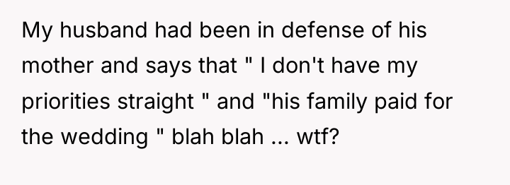 My husband had been in defense of his mother and...