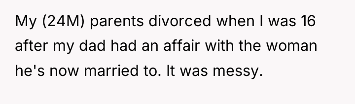 My (24M) parents divorced when I was 16 after my...