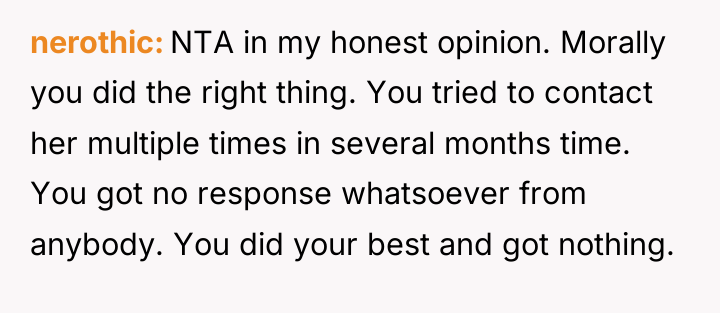 nerothic NTA in my honest opinion. Morally you did the...