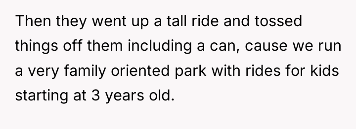 Then they went up a tall ride and tossed things...