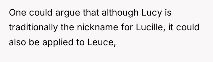 One could argue that although Lucy is traditionally the nickname...