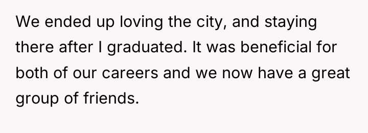 We ended up loving the city, and staying there after...
