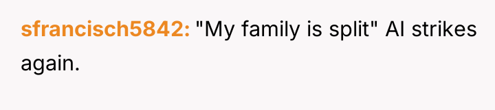 sfrancisch5842 "My family is split" AI strikes again.
